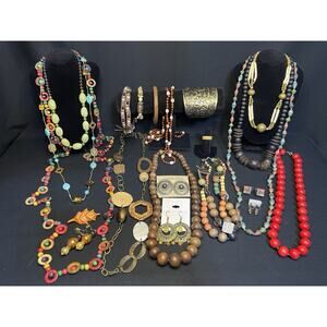 Vintage To Now Boho Costume Jewelry 23 Lot Necklace Earrings Bracelet Hippie